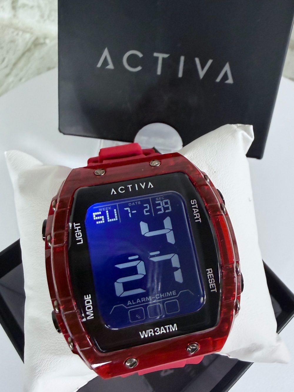 ACTIVA Red Transparent Digital Sport Watch NWT IN BOX